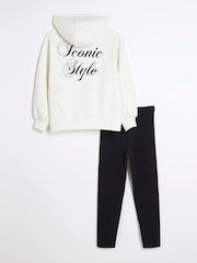 River Island White Girls Bow 100% Cotton Hoodie Set - Image 2 of 5