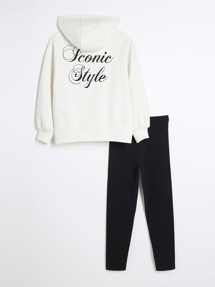River Island White Girls Bow 100% Cotton Hoodie Set - Image 2 of 5