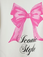 River Island White Girls Bow 100% Cotton Hoodie Set - Image 4 of 5