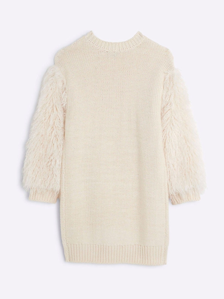 River Island Cream Girls Feather Fringe Dress - Image 2 of 5