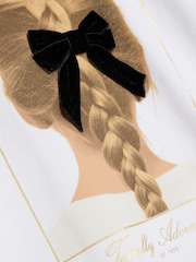 River Island White Girls	100% Cotton Velvet Bow T-Shirt Set - Image 4 of 5