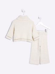 River Island Cream Girls Sparkle Trousers Set - Image 2 of 4