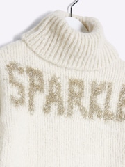 River Island Cream Girls Sparkle Trousers Set - Image 3 of 4