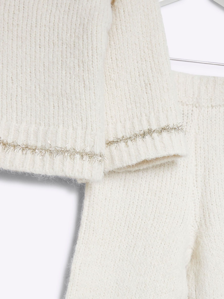 River Island Cream Girls Sparkle Trousers Set - Image 4 of 4