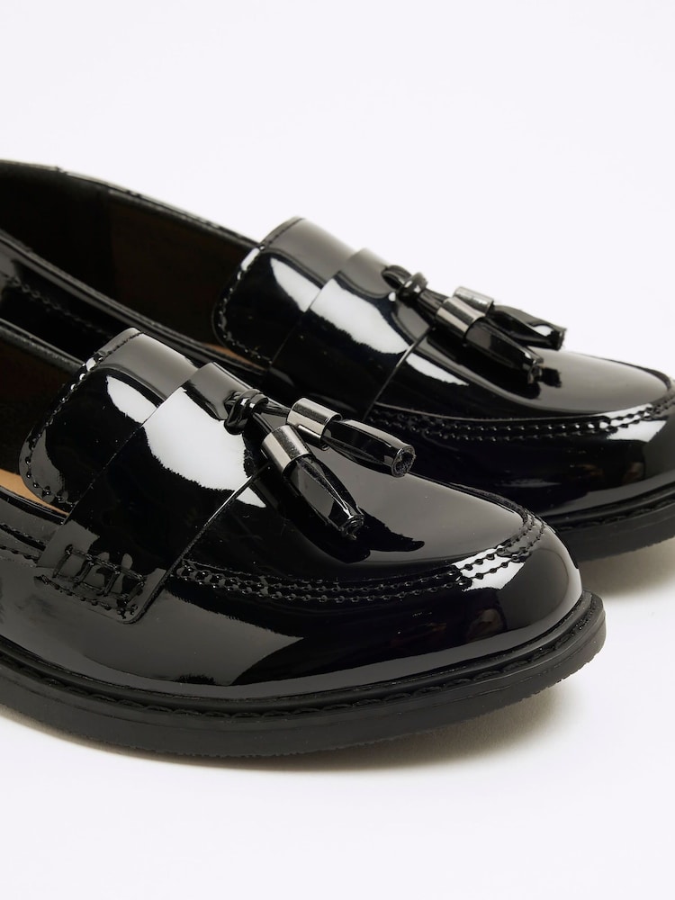 River Island Black Boys Patent Tassel Loafers - Image 5 of 5 River Island Black Boys Patent Tassel Loafers - Image 5 of 5