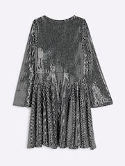 River Island Black Girls Mirror Godet Dress - Image 2 of 4