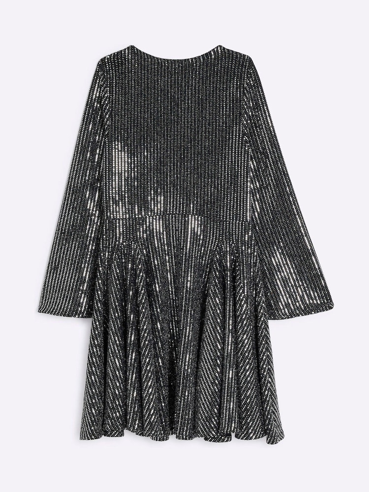 River Island Black Girls Mirror Godet Dress - Image 2 of 4