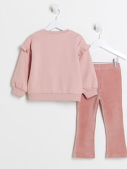 River Island Pink Girls 100% Cotton Necklace Bag Sweatshirt Set - Image 2 of 5