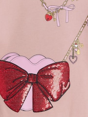 River Island Pink Girls 100% Cotton Necklace Bag Sweatshirt Set - Image 4 of 5