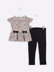 River Island Black Girls Scuba Bow Peplum Set - Image 1 of 5