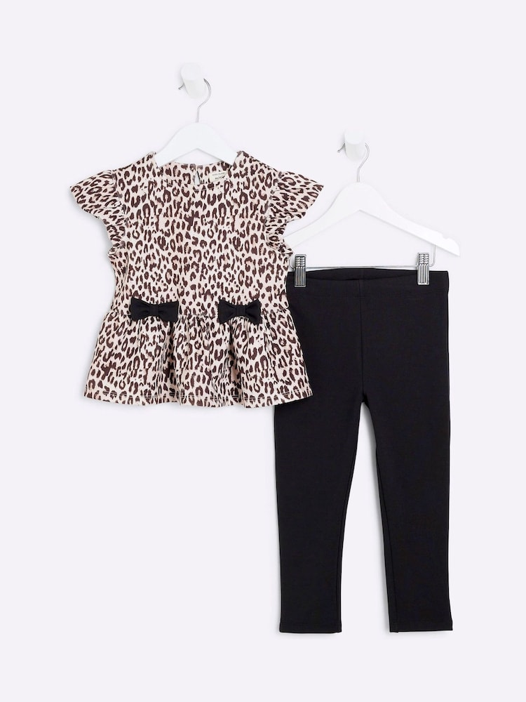 River Island Black Girls Scuba Bow Peplum Set - Image 1 of 5