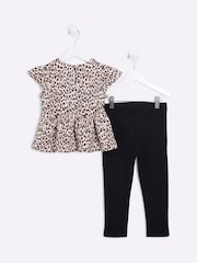 River Island Black Girls Scuba Bow Peplum Set - Image 2 of 5