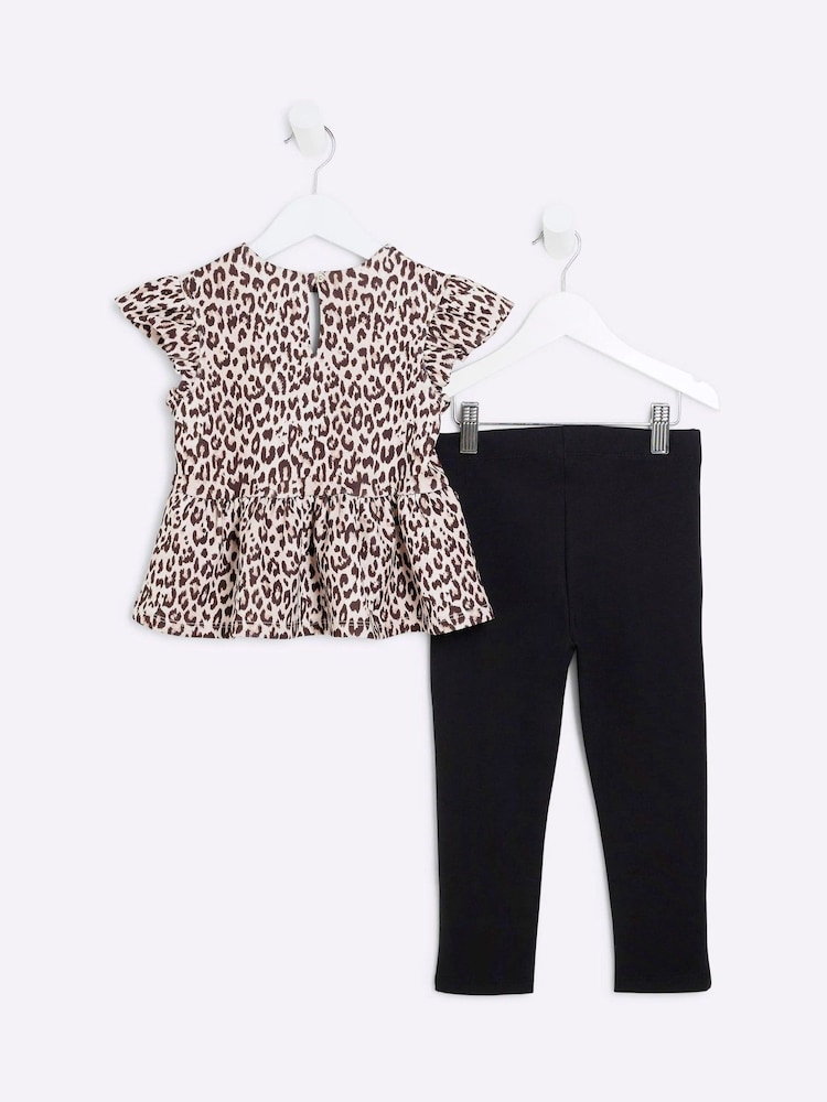 River Island Black Girls Scuba Bow Peplum Set - Image 2 of 5