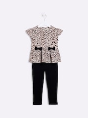 River Island Black Girls Scuba Bow Peplum Set - Image 3 of 5