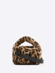 River Island Brown Girls Faux Fur Leopard Top Handle Bag - Image 3 of 4