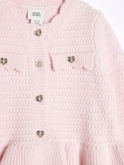 River Island Pink Baby Girls 100% Cotton Peplum Cardigan Set - Image 5 of 5