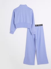 River Island Blue Girls 100% Cotton Half Zip Sweat Top - Image 3 of 5