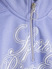 River Island Blue Girls 100% Cotton Half Zip Sweat Top - Image 4 of 5
