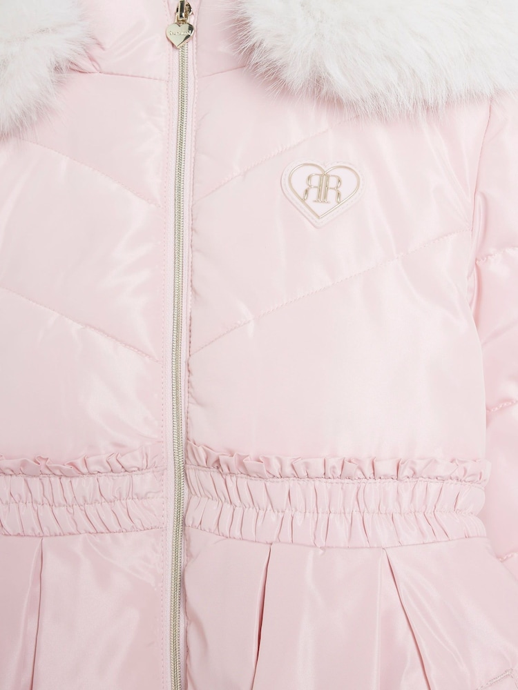 River Island Pink Girls Skirt Padded Coat - Image 4 of 4