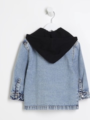 River Island Blue Blue Boys Graffiti 100% Cotton Denim Shacket - Image 2 of 4