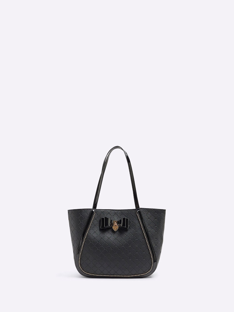 River Island Black Girls Monogram Bow Shopper Bag - Image 1 of 5