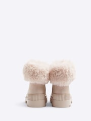 River Island Pink Girls Faux Fur Cuff Boots - Image 3 of 4