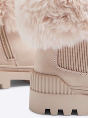 River Island Pink Girls Faux Fur Cuff Boots - Image 4 of 4
