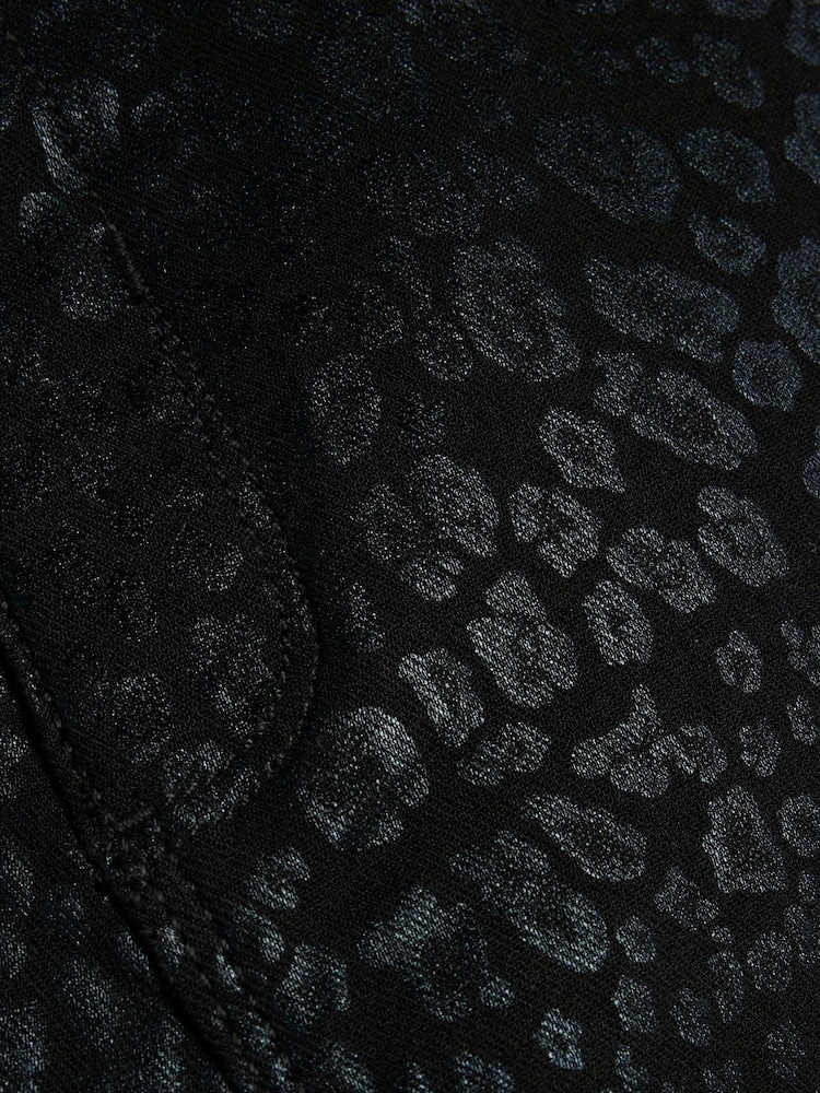 River Island Black Girls Leopard Print Coated Skinny 100% Cotton Jeans - Image 4 of 4 River Island Black Girls Leopard Print Coated Skinny 100% Cotton Jeans - Image 4 of 4