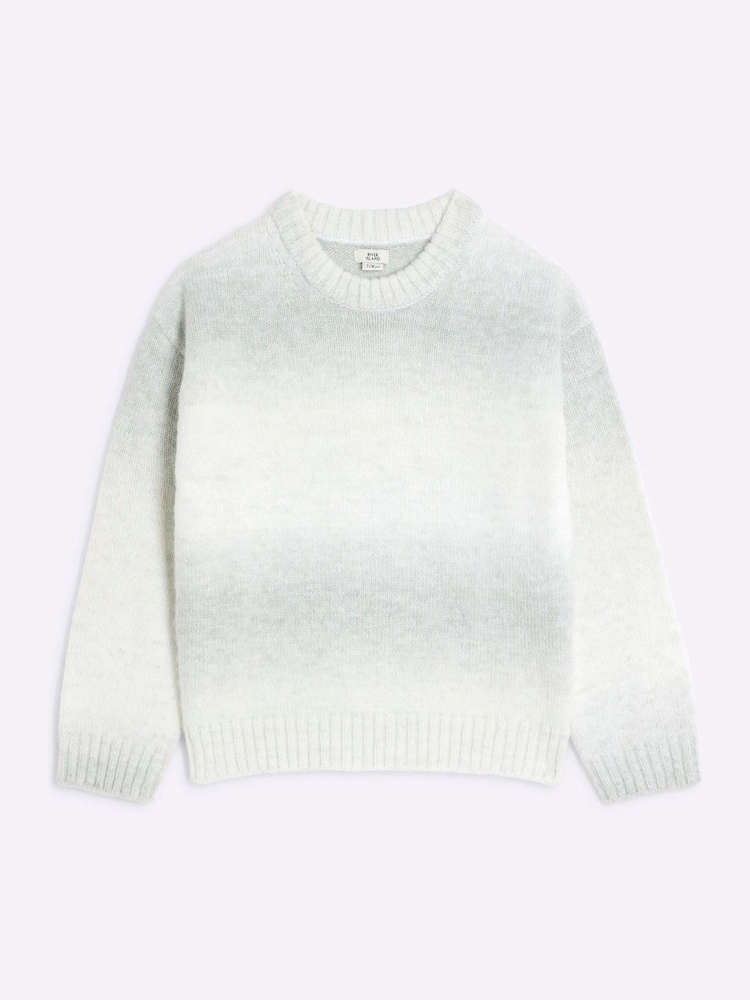River Island Grey Chrome Boys Chrome Space Dye Jumper - Image 1 of 4 River Island Grey Chrome Boys Chrome Space Dye Jumper - Image 1 of 4