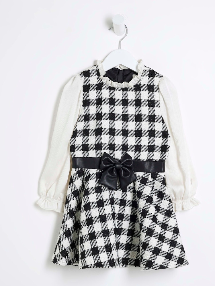 River Island Black Girls Boucle Skater Dress - Image 1 of 4 River Island Black Girls Boucle Skater Dress - Image 1 of 4