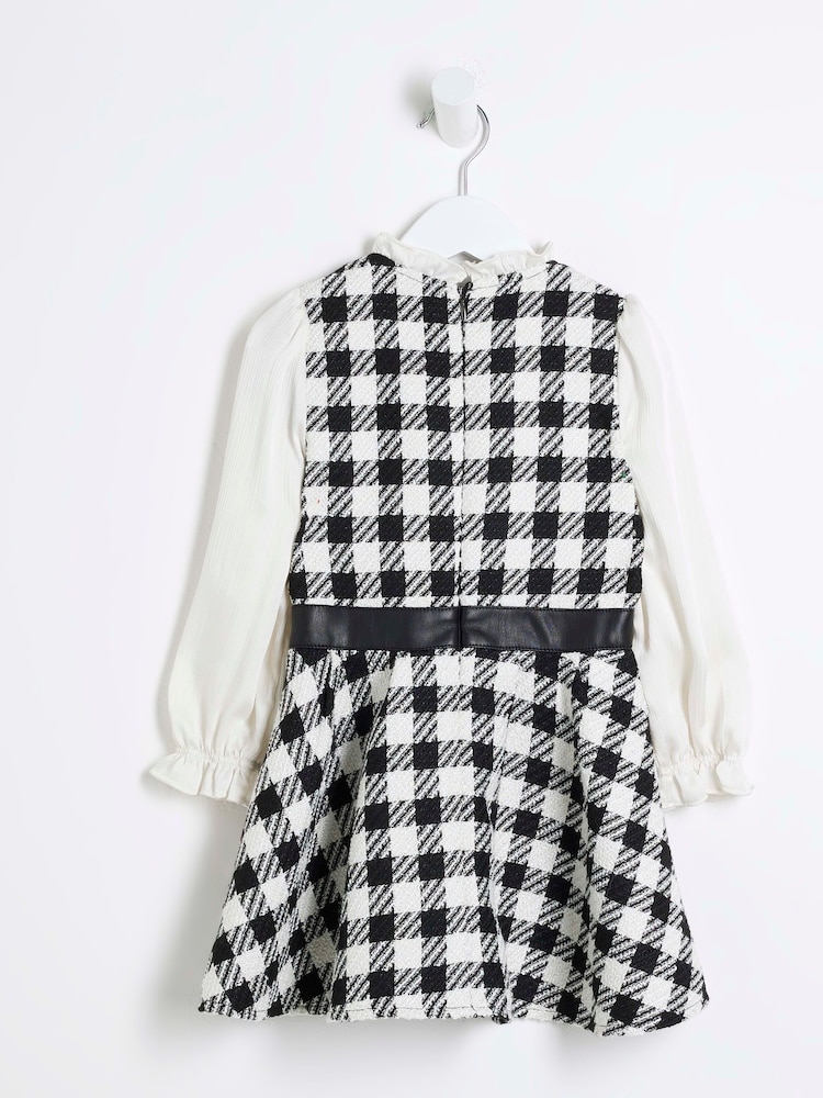 River Island Black Girls Boucle Skater Dress - Image 2 of 4 River Island Black Girls Boucle Skater Dress - Image 2 of 4