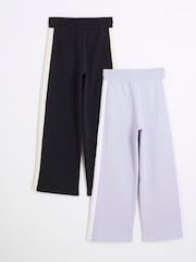 River Island Blue Girls 100% Cotton Side Stripe Joggers 2 Pack - Image 2 of 4