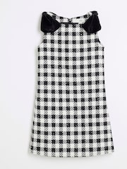 River Island Black Girls Shift Boucle Bow Dress - Image 1 of 4