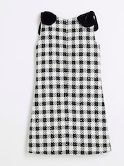 River Island Black Girls Shift Boucle Bow Dress - Image 2 of 4