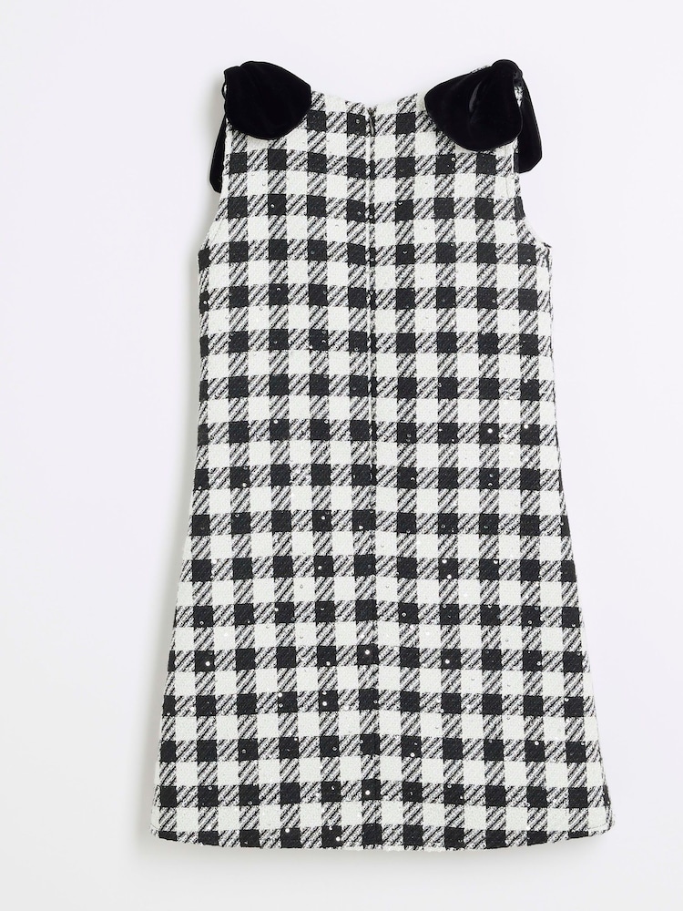 River Island Black Girls Shift Boucle Bow Dress - Image 2 of 4