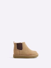 River Island Chelsea Boots für Jungen aus Wildleder mit Kunstpelz gefüttert - Bild 1 von 4