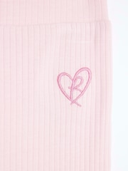 River Island Pink Girls Ribbed Kickflare 100% Cotton Trousers 2 Pack - Image 4 of 4