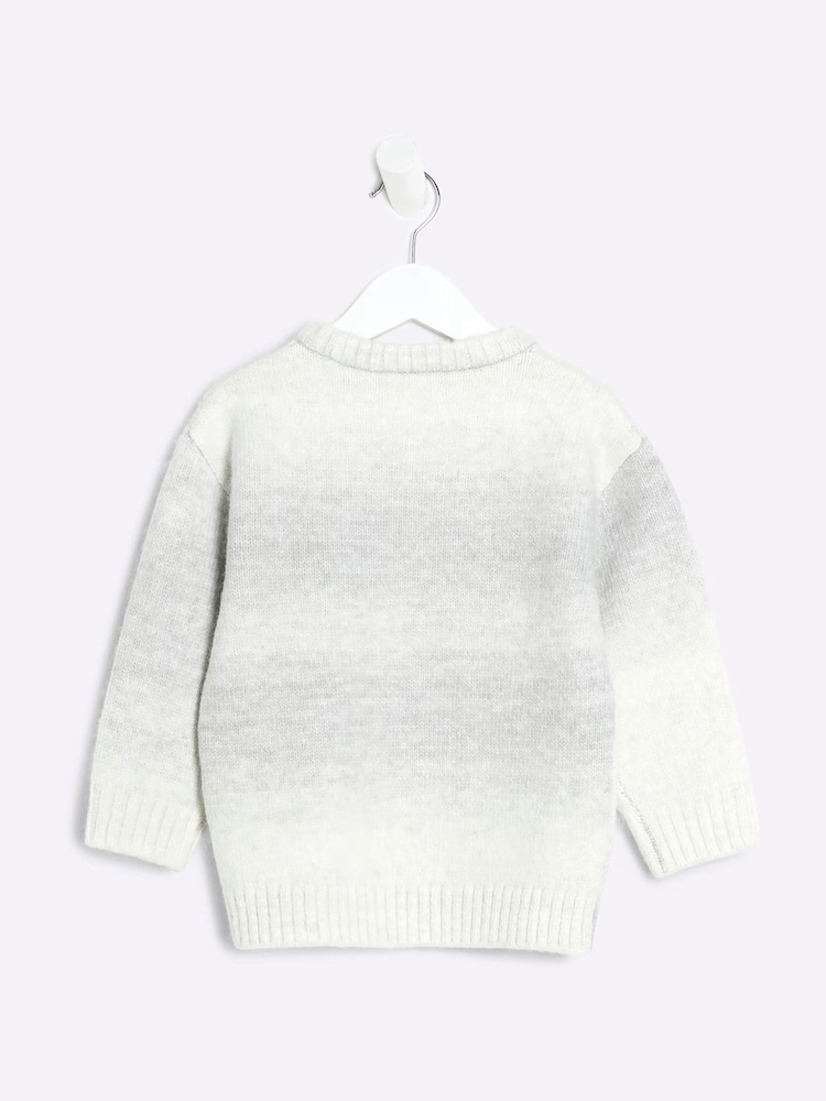 River Island Grey Boys Space Dye Jumper - Image 2 of 4