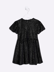 River Island Black Girls Velvet Bow 100% Cotton Dress - Image 2 of 3