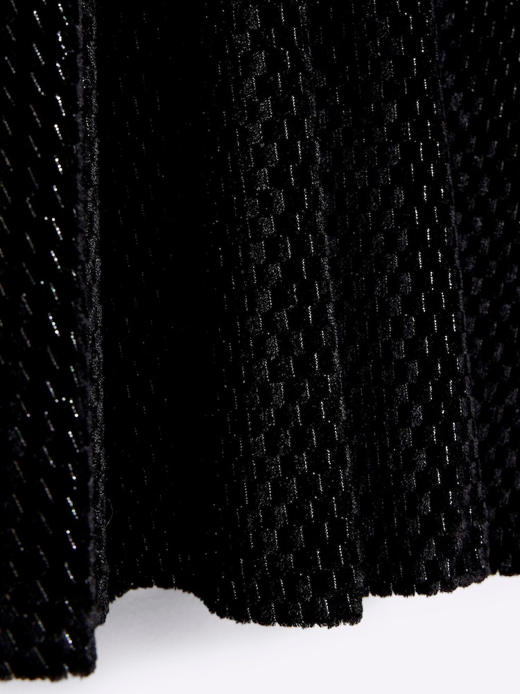 River Island Black Girls Velvet Bow 100% Cotton Dress - Image 3 of 3