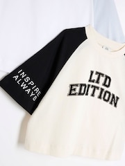 River Island Cream Girls Crop 100% Cotton T-Shirts 2 Pack - Image 3 of 4