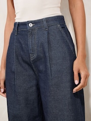 Lipsy Dark Wash Blue Light Weight Tailored Wide Leg Jeans - Image 2 of 4