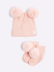 River Island Baby Flickor Stickad tossor och Mössa Set - Bild 1 av 1