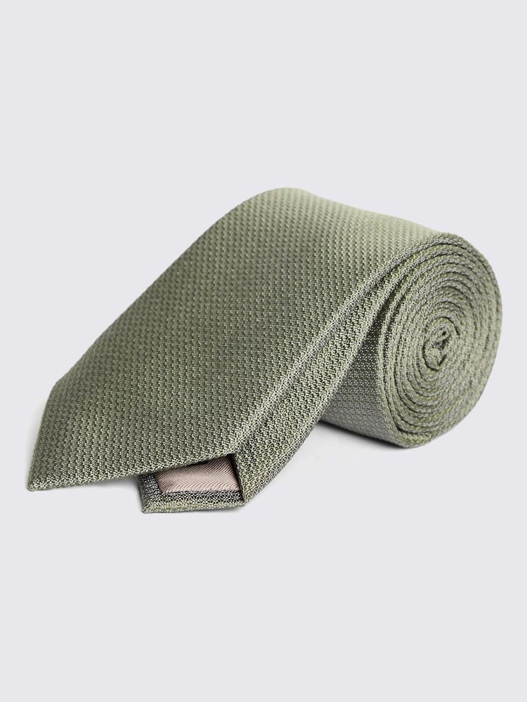MOSS Green Silk Semi Plain Tie - Image 1 of 2
