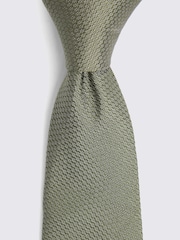 MOSS Green Silk Semi Plain Tie - Image 2 of 2