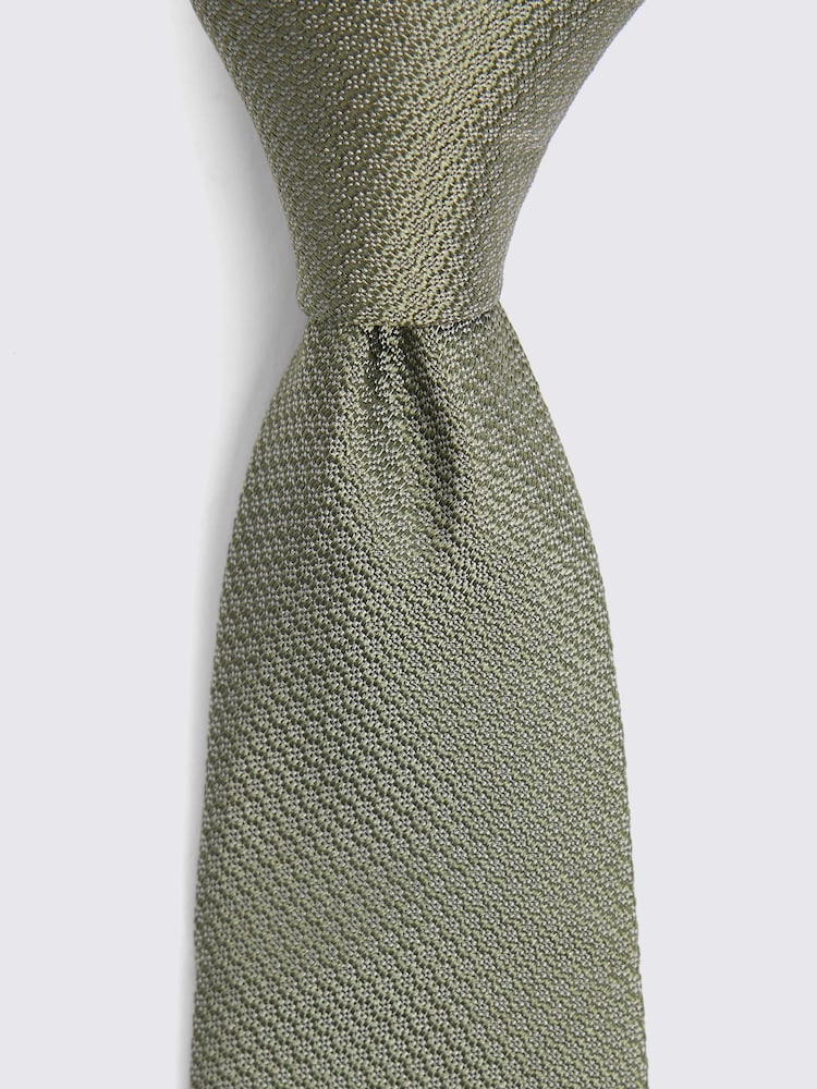 MOSS Green Silk Semi Plain Tie - Image 2 of 2