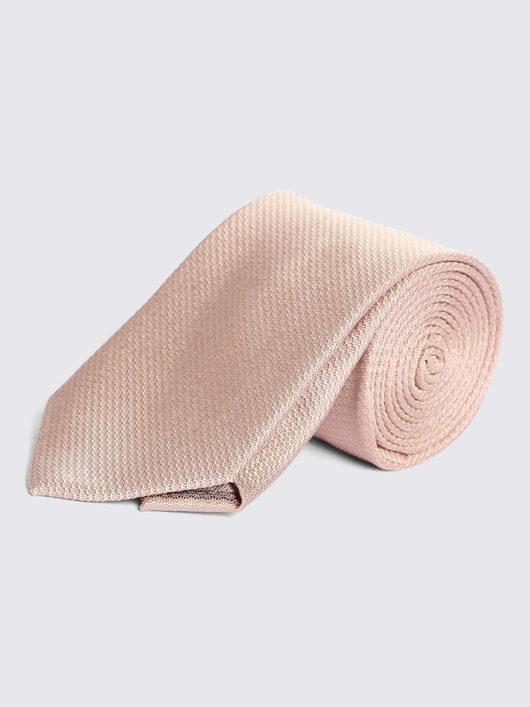 MOSS Pink Silk Semi Plain Tie - Image 1 of 2