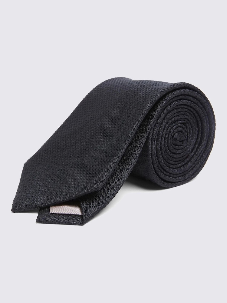 MOSS Black Silk Semi Plain Tie - Image 1 of 2