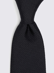 MOSS Black Silk Semi Plain Tie - Image 2 of 2