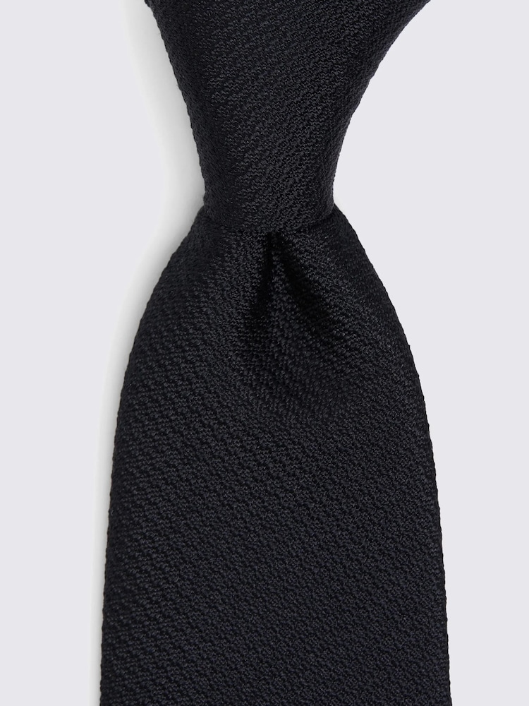 MOSS Black Silk Semi Plain Tie - Image 2 of 2